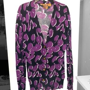 Tory Burch Purple Print Button Down Cardigan - S